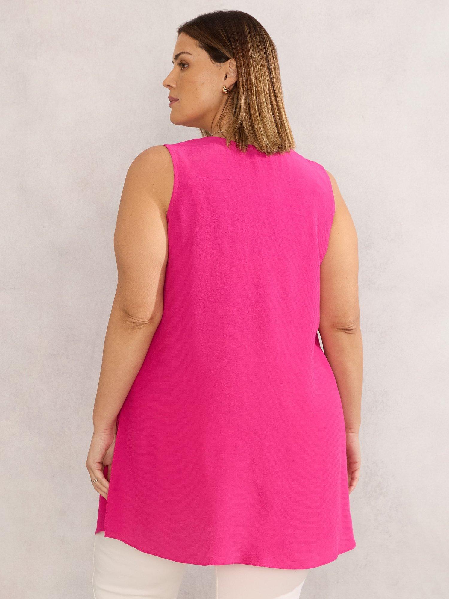 Product image 3 of 3, which shows Live Unlimited Curve Button Up Sleeveless Top, Pink, 16