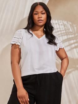 Live Unlimited Curve Angel Sleeve V-Neck Top, White