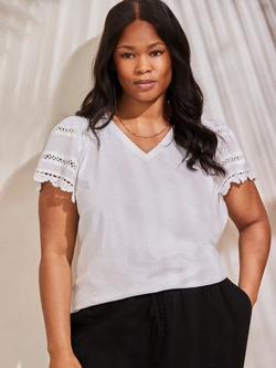 Live Unlimited Curve Angel Sleeve V-Neck Top - view 2, White