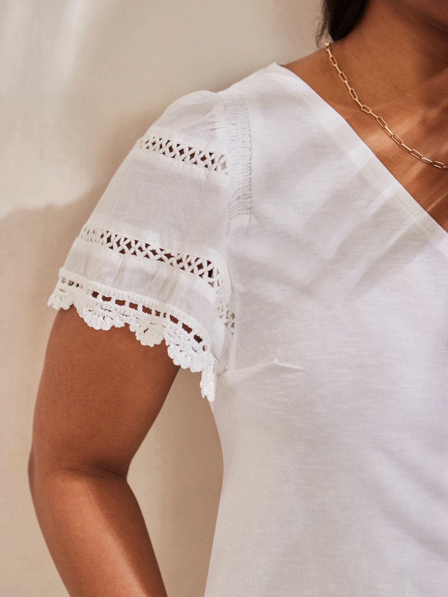 Product image 3 of 4, which shows Live Unlimited Curve Angel Sleeve V-Neck Top, White, 12
