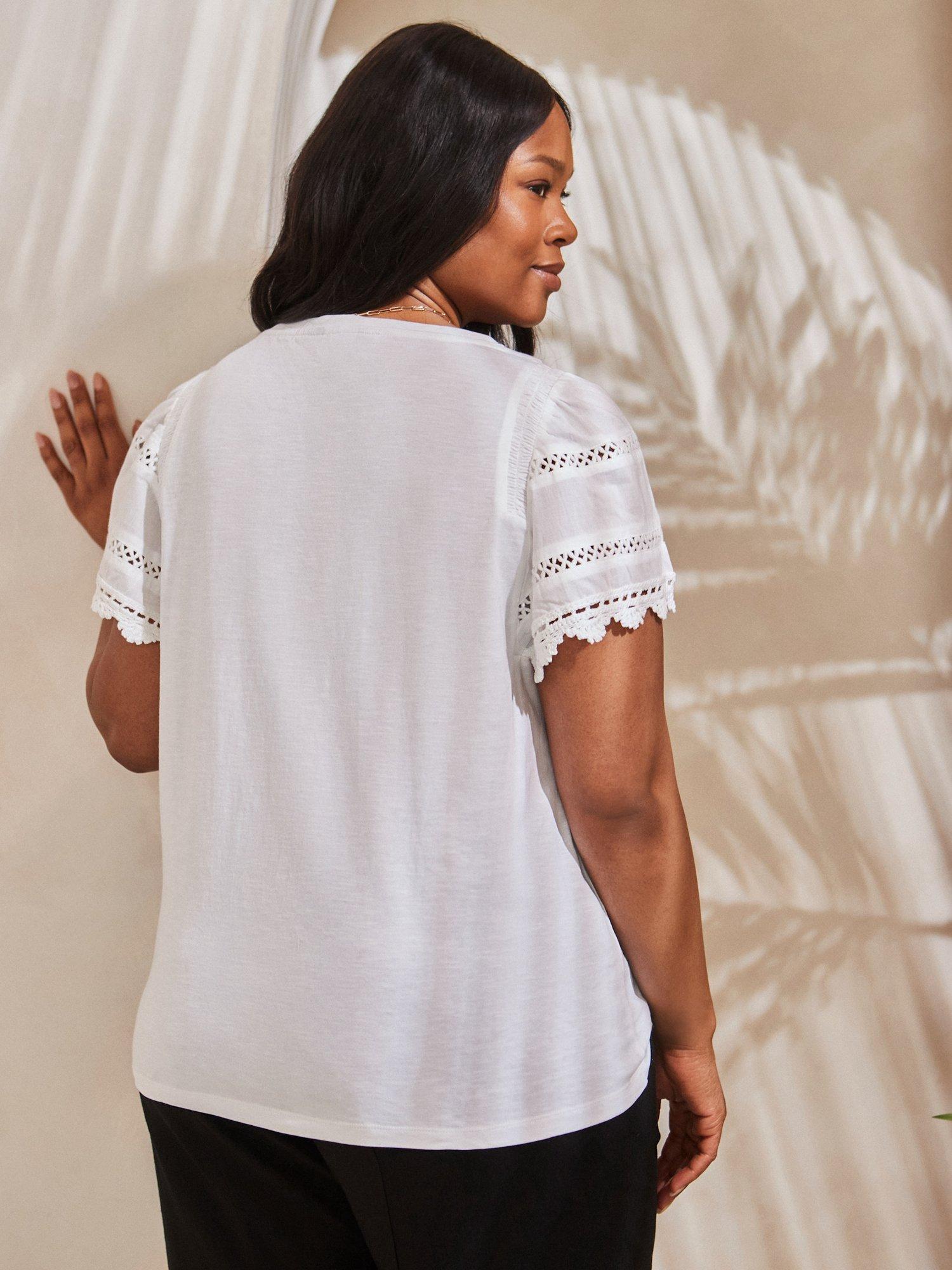 Product image 4 of 4, which shows Live Unlimited Curve Angel Sleeve V-Neck Top, White, 12