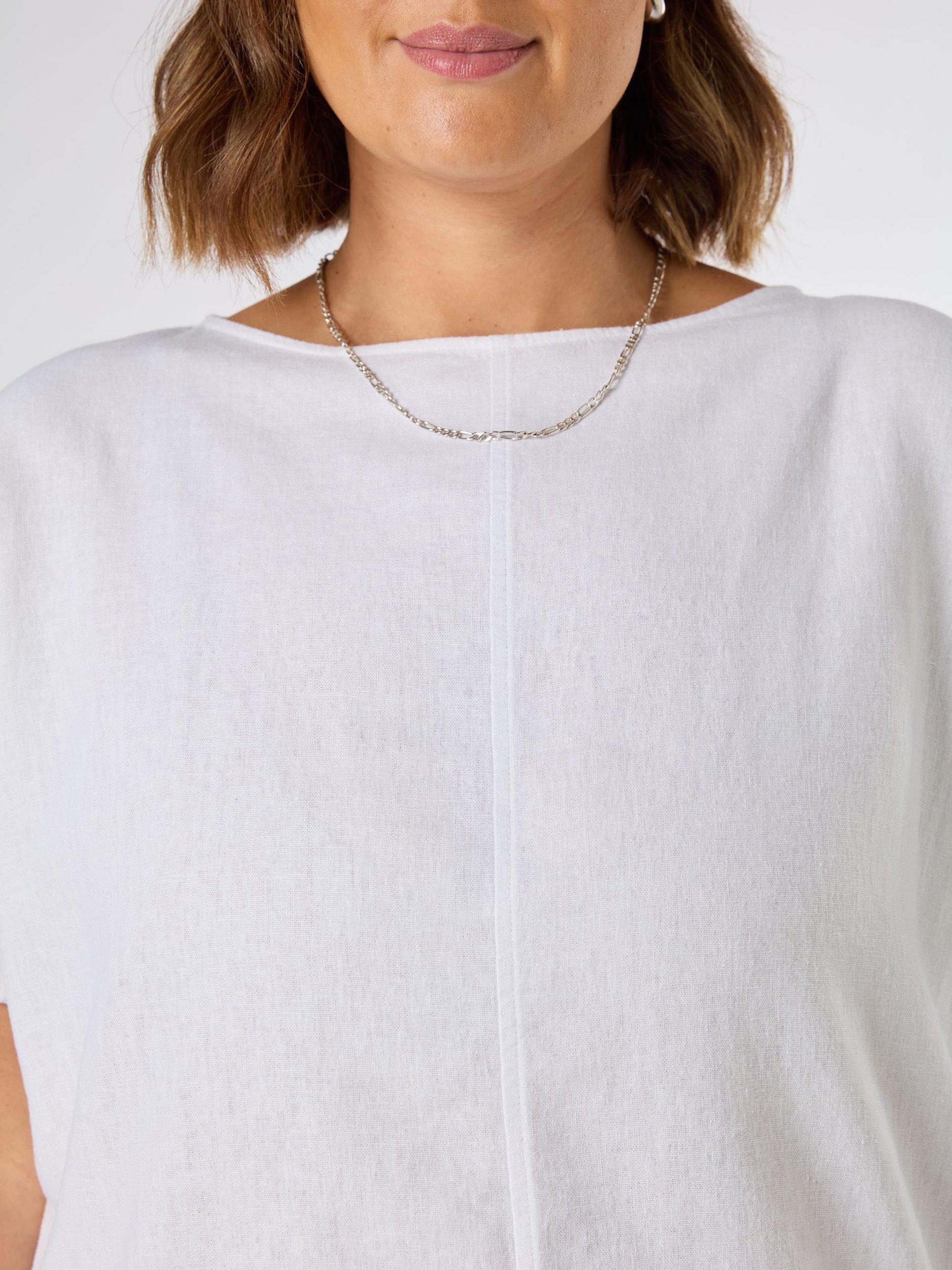 Product image 2 of 3, which shows Live Unlimited Curve Linen Blend T-Shirt, White, 14