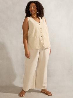 Live Unlimited Curve Petite Drawstring Linen Blend Trousers, Beige, Beige