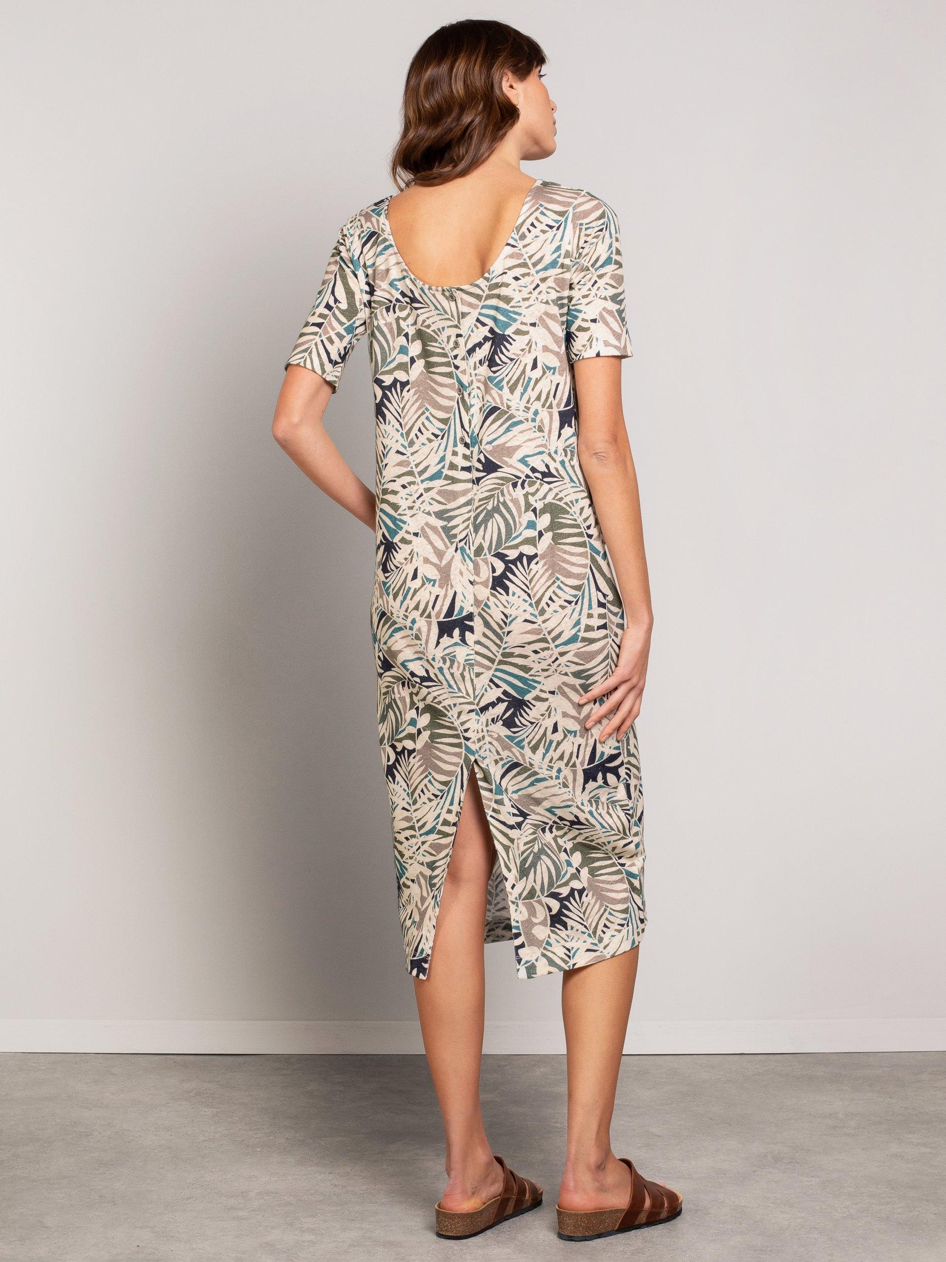 Product image 2 of 6, which shows Celtic & Co. Abstract Floral Button Back Dress, Oatmeal Palm, 8