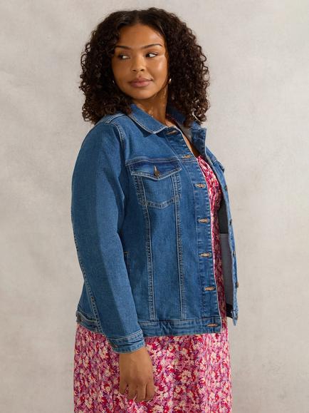 Live Unlimited Curve Denim Jacket, Blue - view 2, Blue