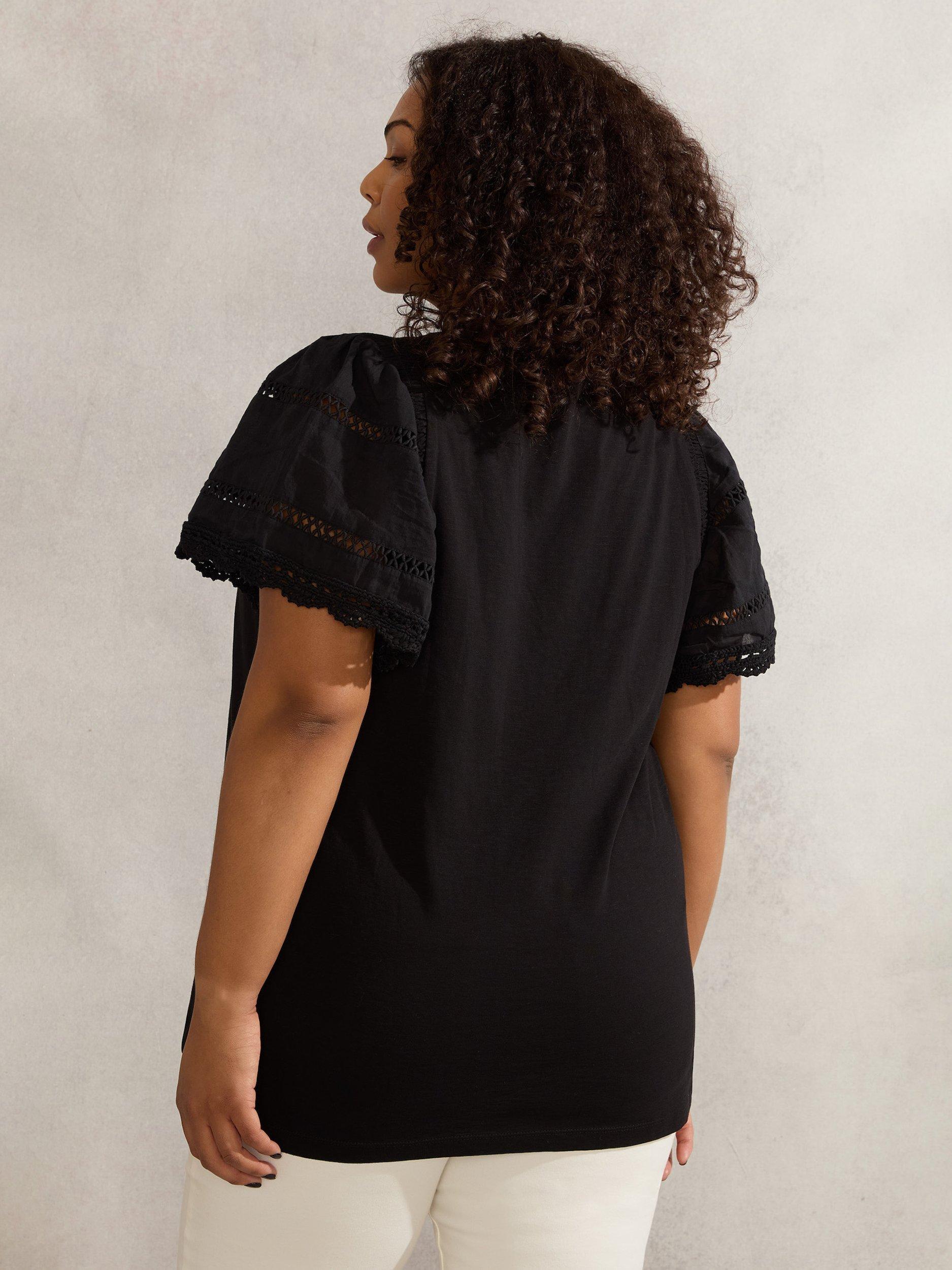 Product image 4 of 4, which shows Live Unlimited Curve Angel Sleeve V-Neck Top, Black, 12