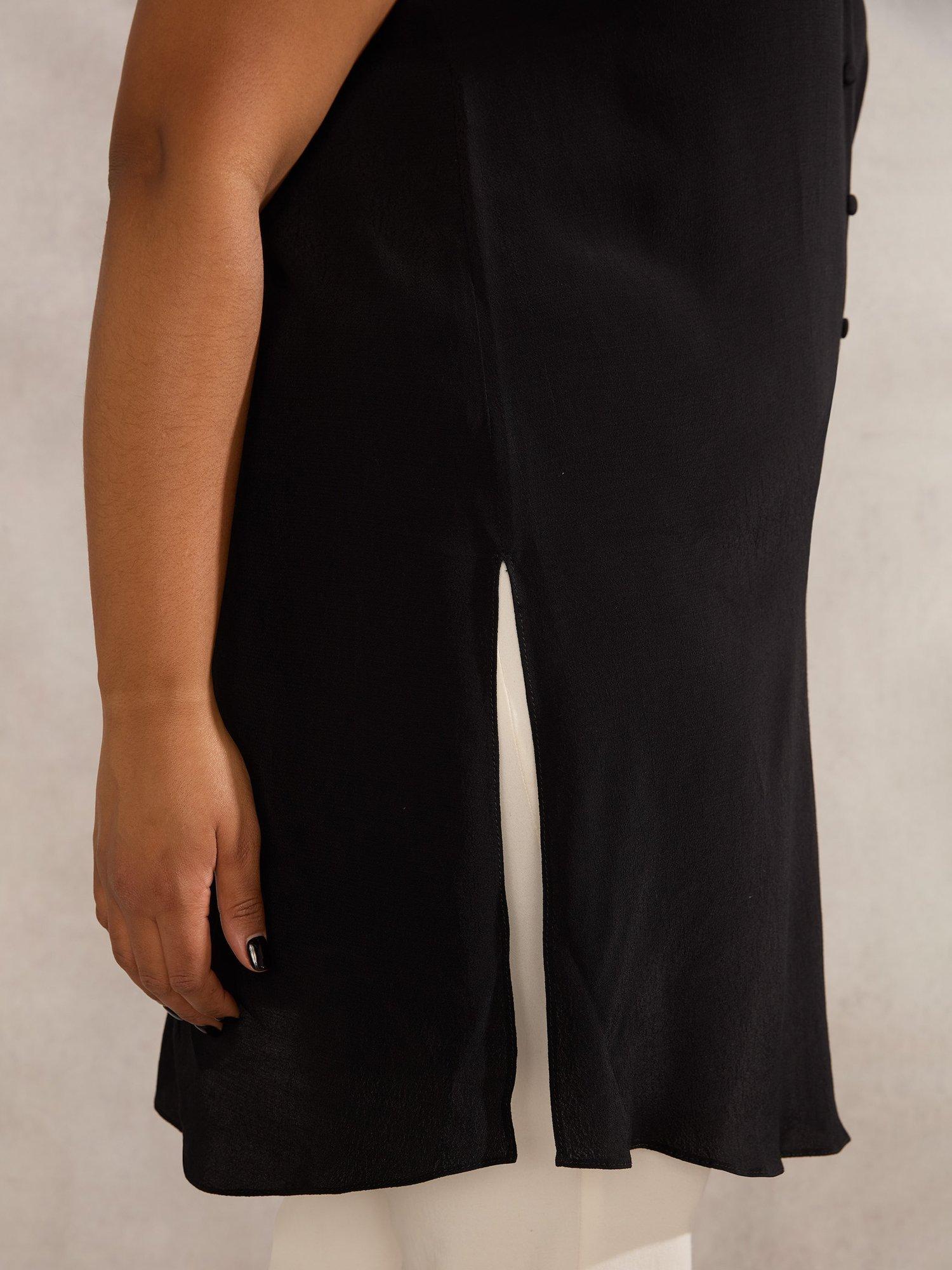 Product image 4 of 5, which shows Live Unlimited Curve Button Up Sleeveless Top, Black, 18
