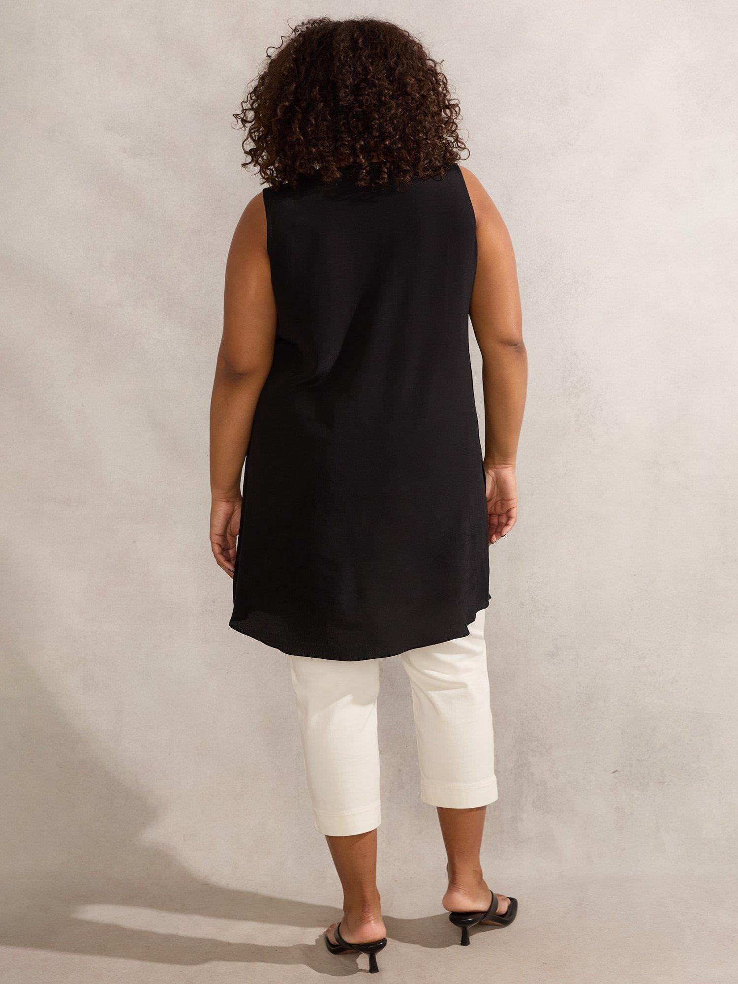 Product image 5 of 5, which shows Live Unlimited Curve Button Up Sleeveless Top, Black, 18