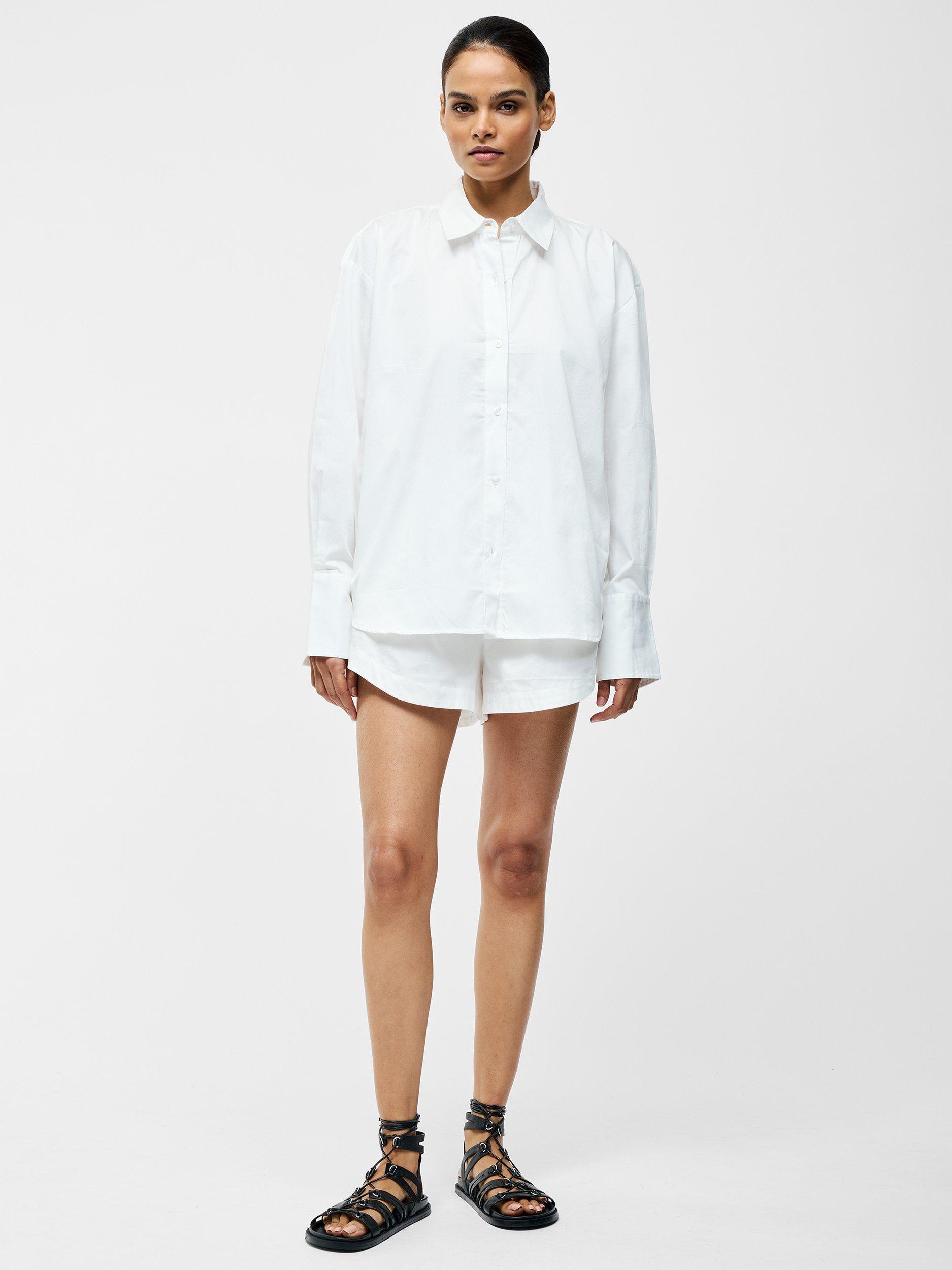 Product image 2 of 5, which shows French Connection Alexis Oversized Cross Back Shirt, White, XS