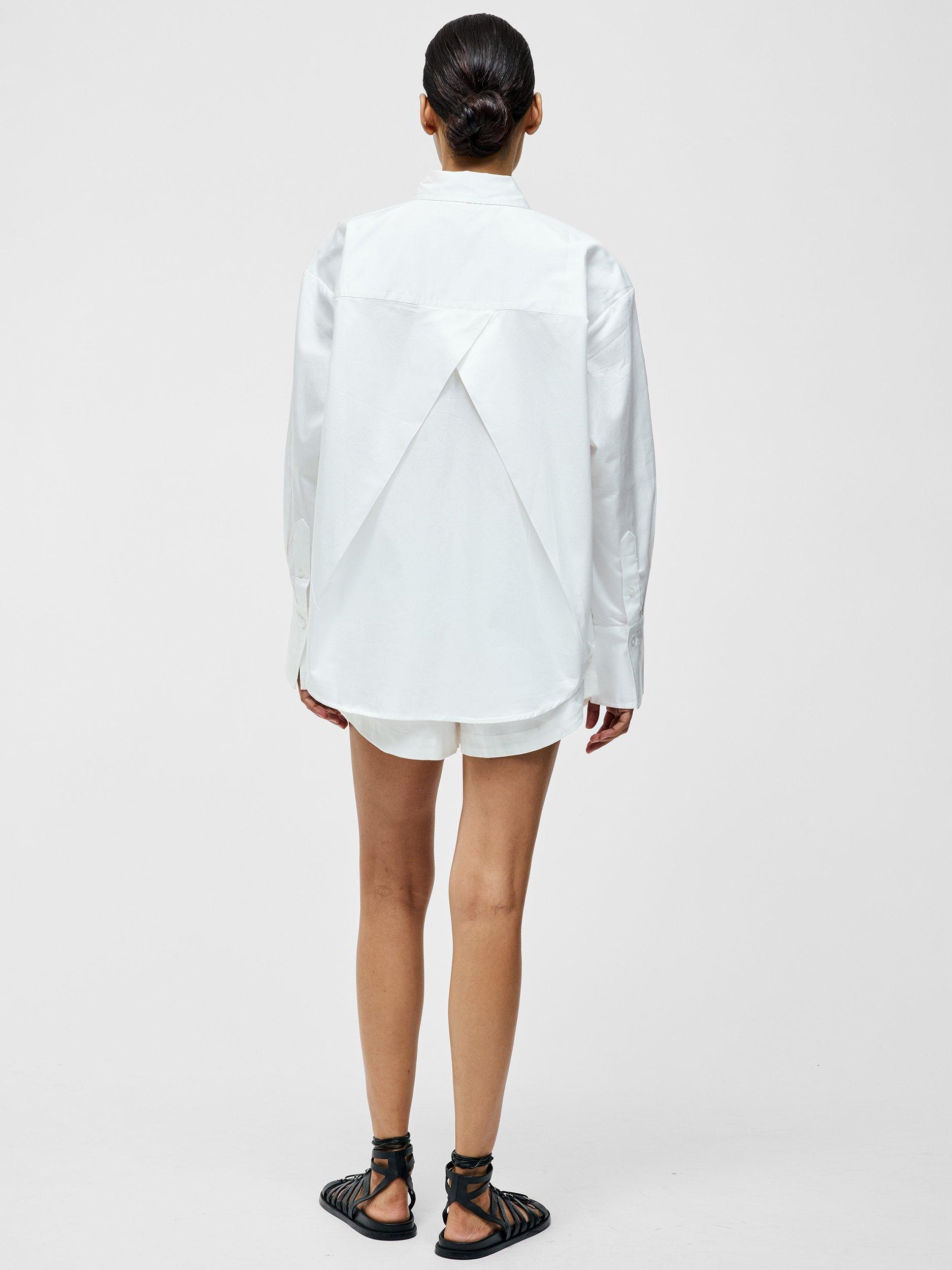 Product image 4 of 5, which shows French Connection Alexis Oversized Cross Back Shirt, White, XS