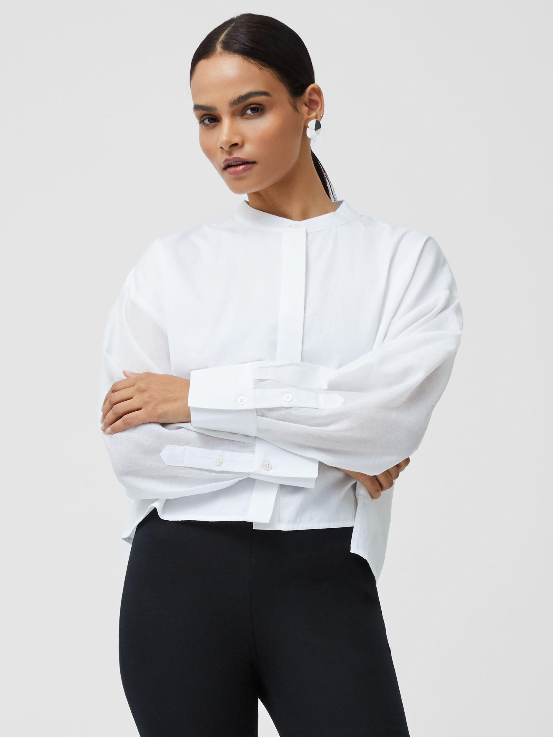 Product image 1 of 5, which shows French Connection Alexis Sheer Sleeve Shirt, White, XS