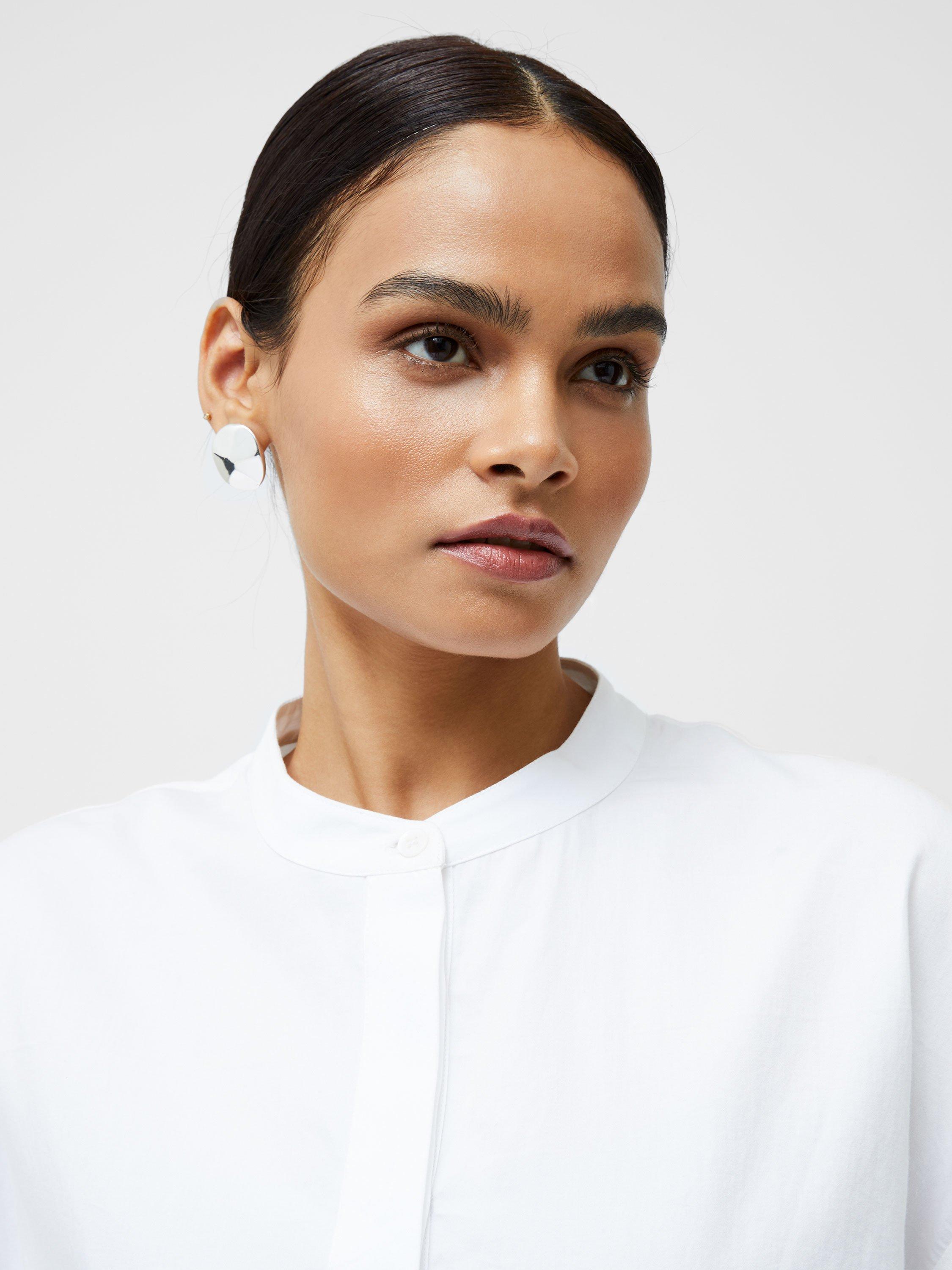 Product image 4 of 5, which shows French Connection Alexis Sheer Sleeve Shirt, White, XS