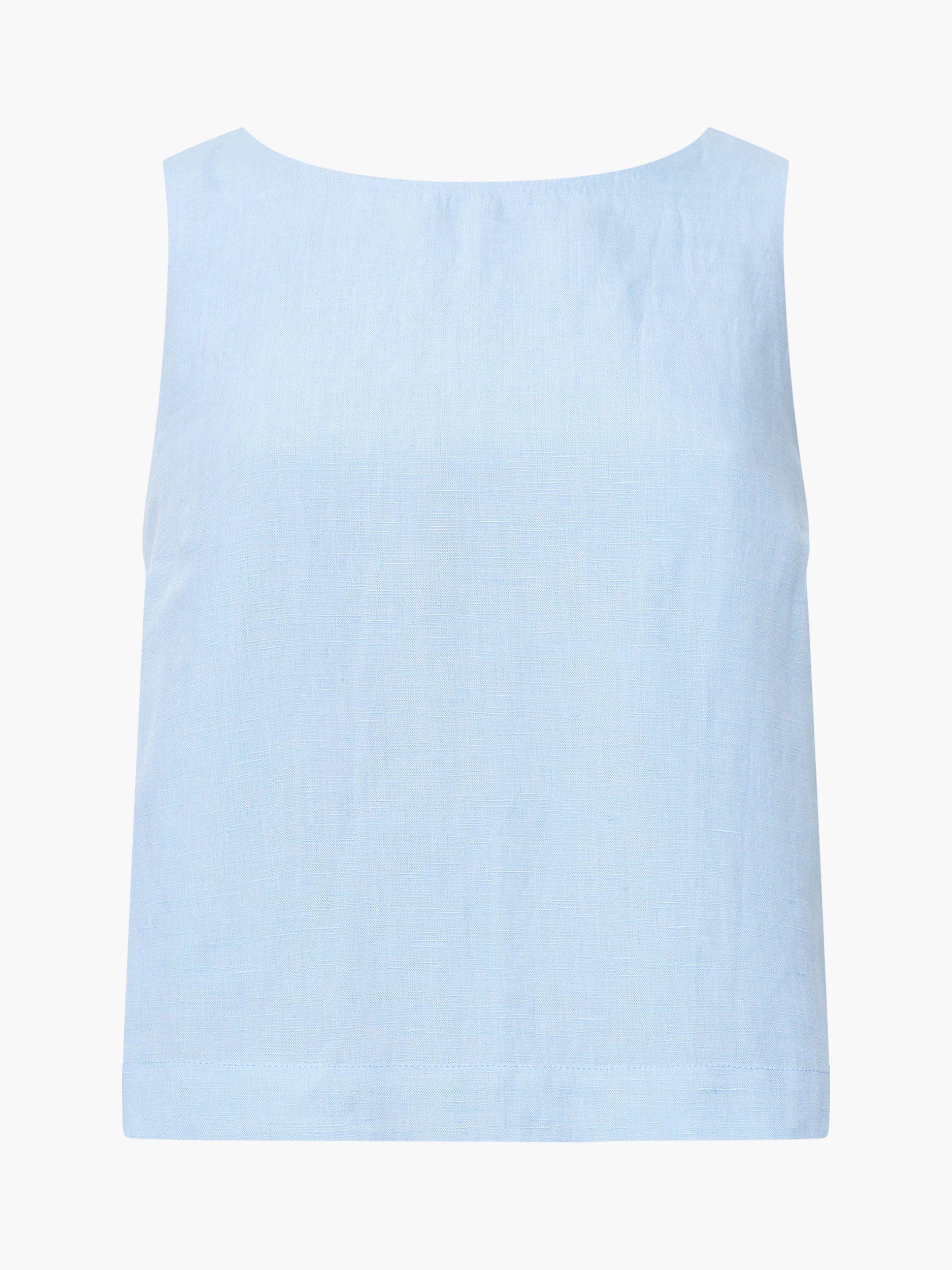 Product image 5 of 5, which shows French Connection Birdie Linen Tie Back Swing Top, Cashmere Blue, XS