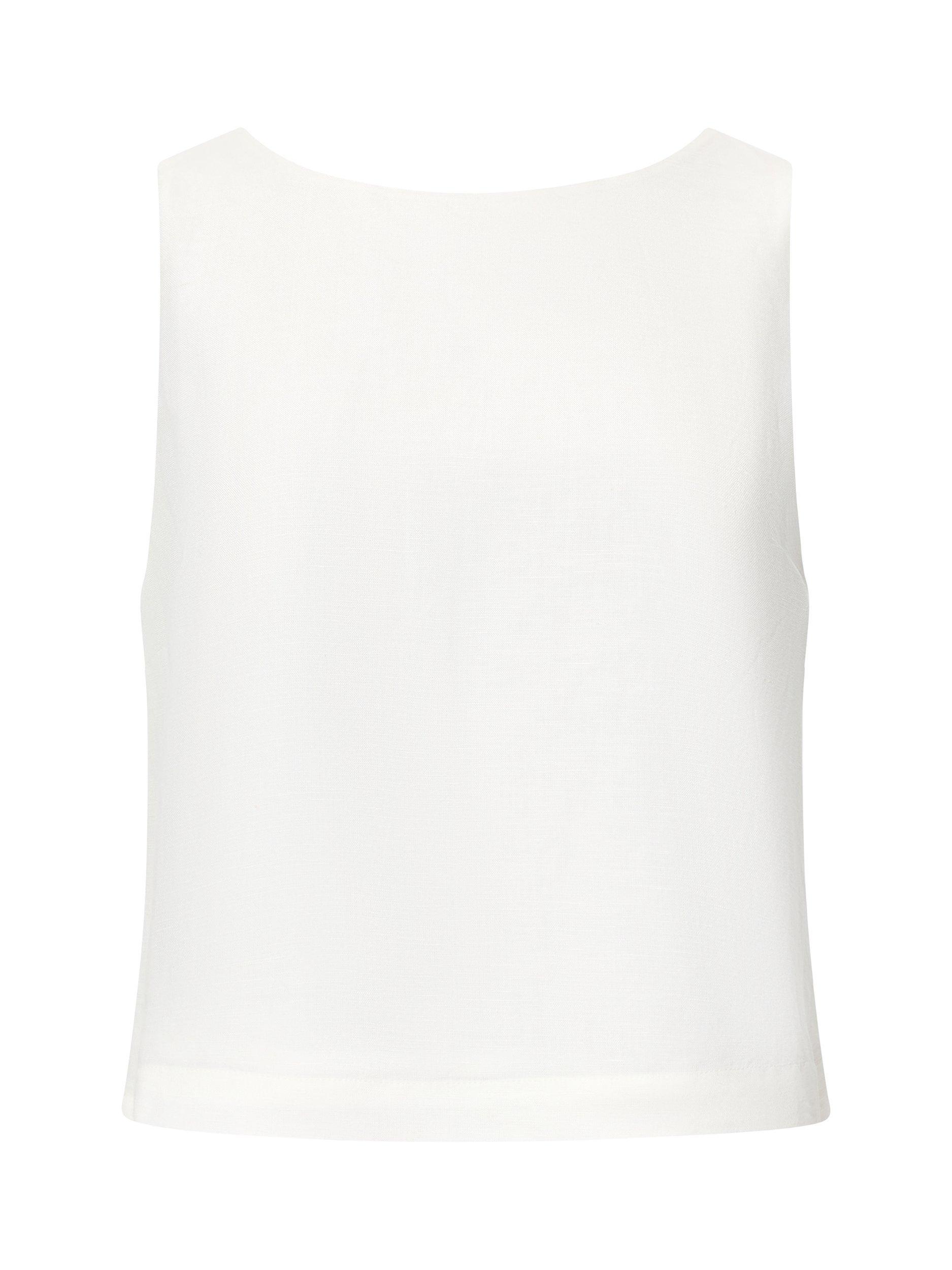 Product image 1 of 1, which shows French Connection Birdie Linen Tie Back Swing Top, Summer White, XS