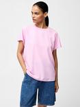French Connection Capriana Short Sleeve Crepe T-Shirt, Bubblegum Pink