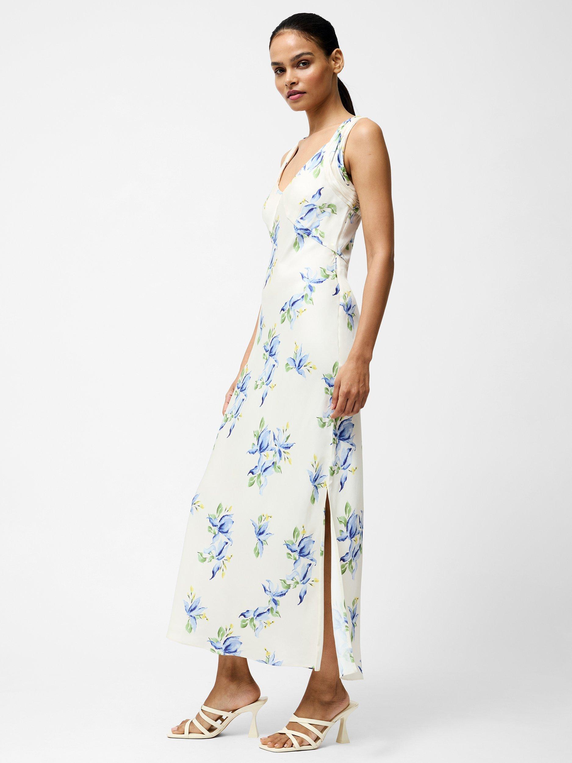 Product image 5 of 5, which shows French Connection Ennis Vivian Satin Midaxi Dress, Pale Iris/Multi, 6