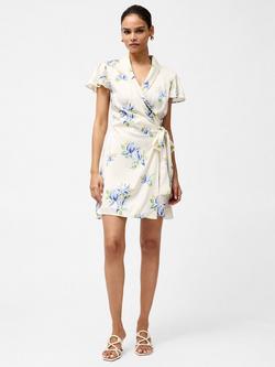 French Connection Ennis Vivian Satin Wrap Dress, Pale Iris/Multi - view 2, Pale Iris/Multi