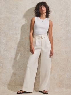 Ro&Zo Petite Folded Trousers, Natural - view 2, Natural