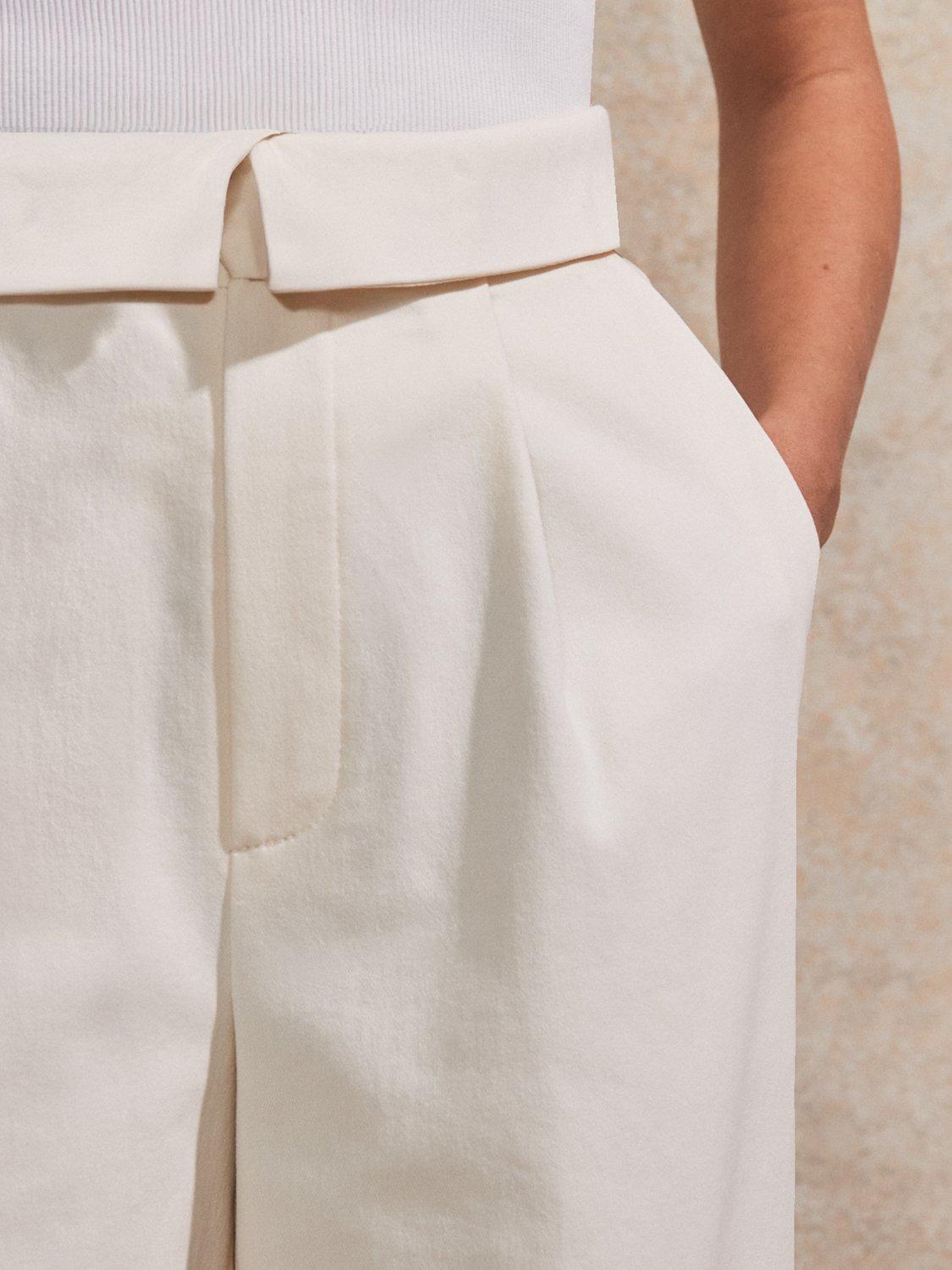 Product image 3 of 4, which shows Ro&Zo Petite Folded Trousers, Natural, 8