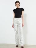 French Connection Serenity Straight Leg Jeans, White/Multi