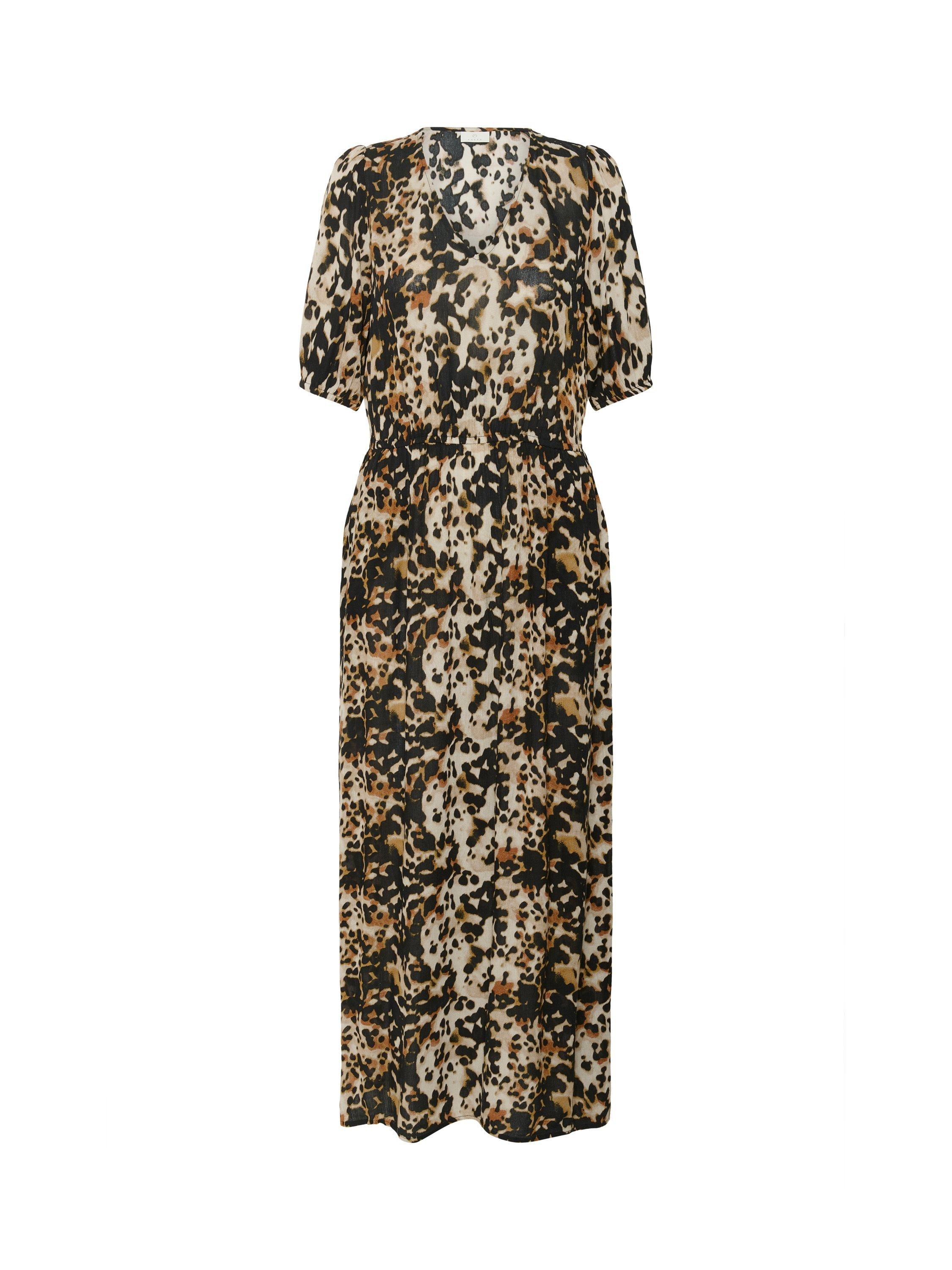 Product image 3 of 4, which shows KAFFE Isolde Amber Animal Print Maxi Dress, Beige/Multi, 8