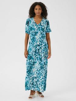 KAFFE Isolde Amber Animal Print Maxi Dress, Blue/Multi, Blue/Multi