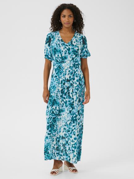 KAFFE Isolde Amber Animal Print Maxi Dress, Blue/Multi - view 2, Blue/Multi