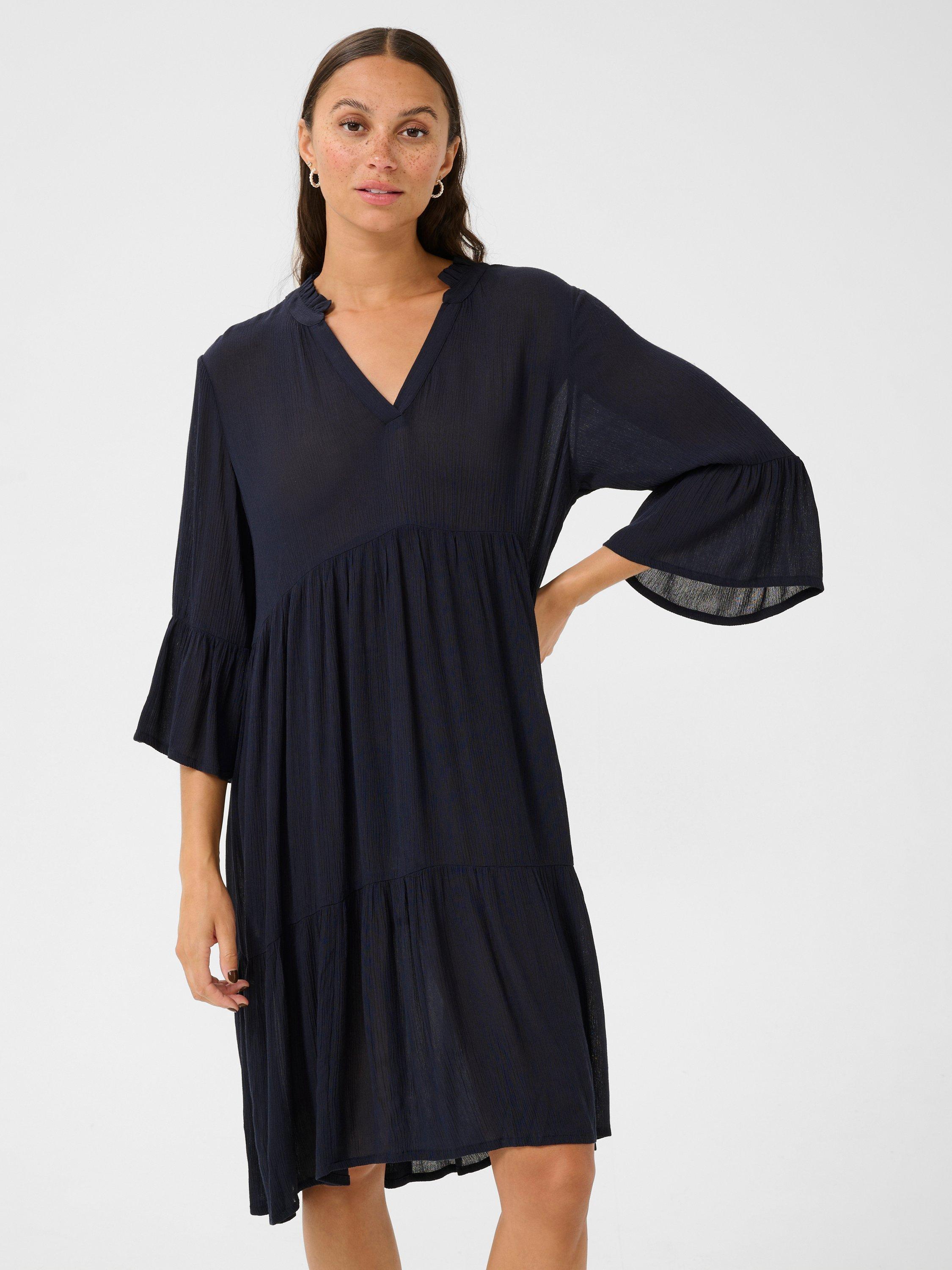 Product image 3 of 6, which shows KAFFE Marianah Amber V-Neck Dress, Mid Blue, 8