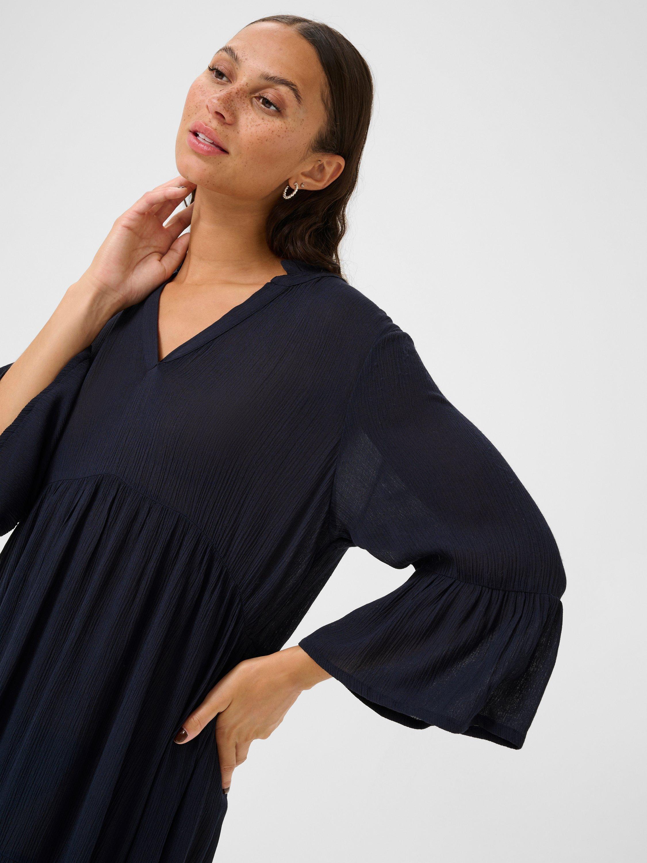 Product image 4 of 6, which shows KAFFE Marianah Amber V-Neck Dress, Mid Blue, 8