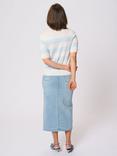 KAFFE Lizza Stripe Short Sleeve Jumper, Blue/Multi