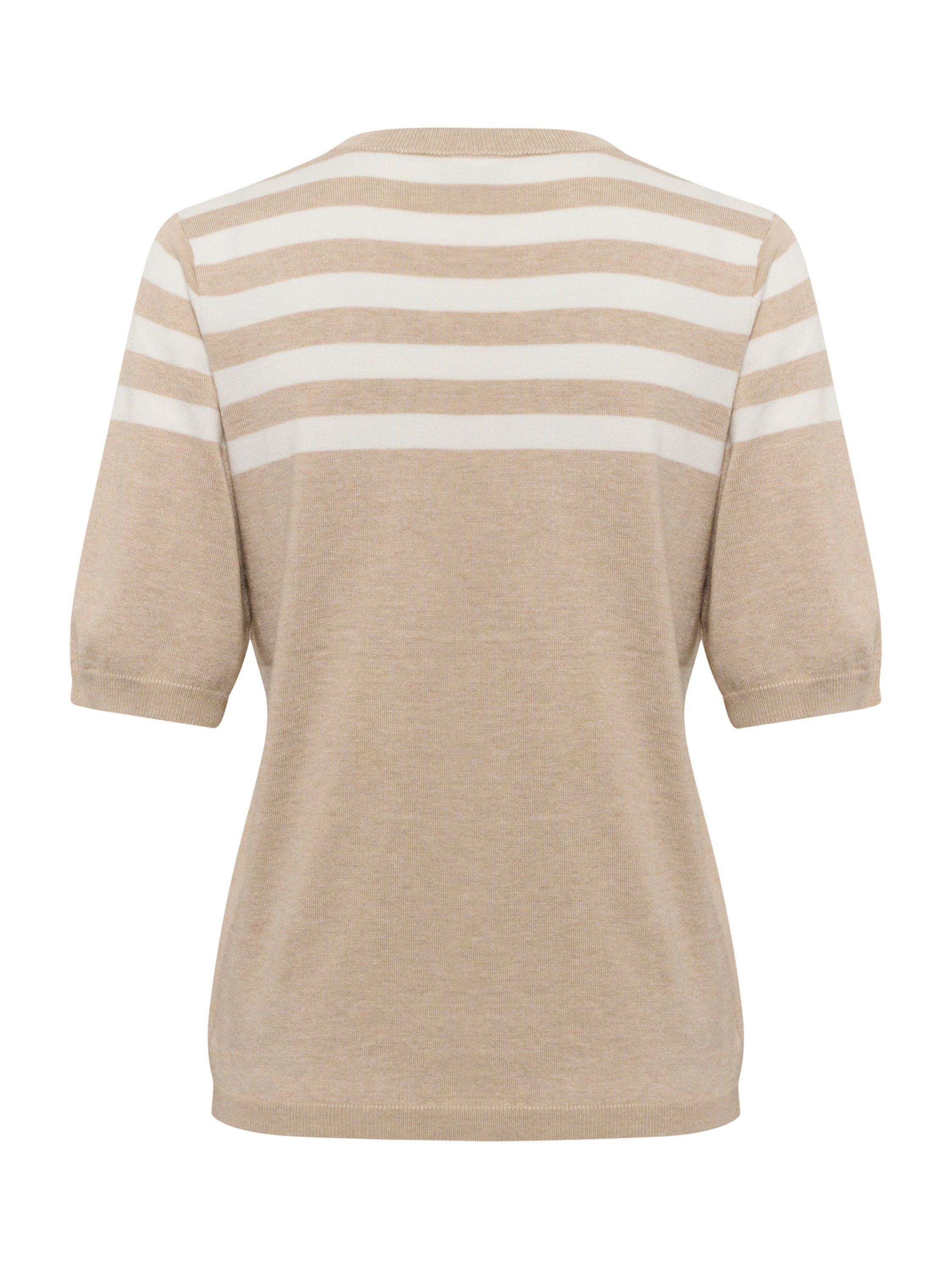 Product image 5 of 5, which shows KAFFE Lizza Stripe Short Sleeve Jumper, Beige/Multi, XS