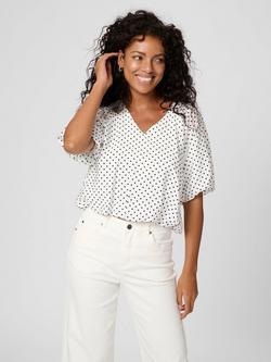 KAFFE Gwen Polka Dot Blouse, White/Multi, White/Multi