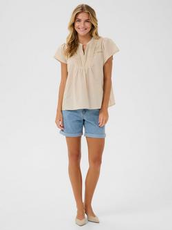 KAFFE Karli Smock Detail Blouse, Mid Red - view 2, Mid Grey