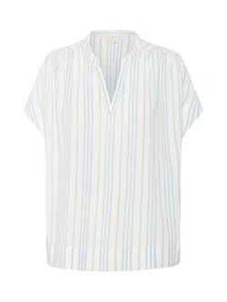 KAFFE Milia Stripe Top, Chalk/Soft Chambray, Chalk/Soft Chambray