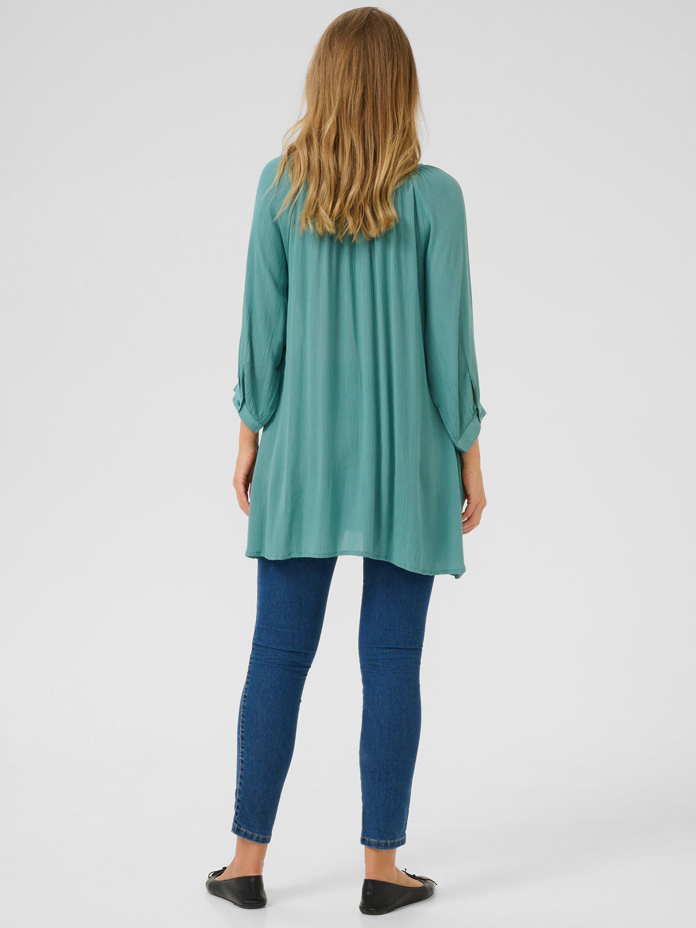 Product image 2 of 6, which shows KAFFE Amber Relaxed Gathered Tunic, Teal, 10