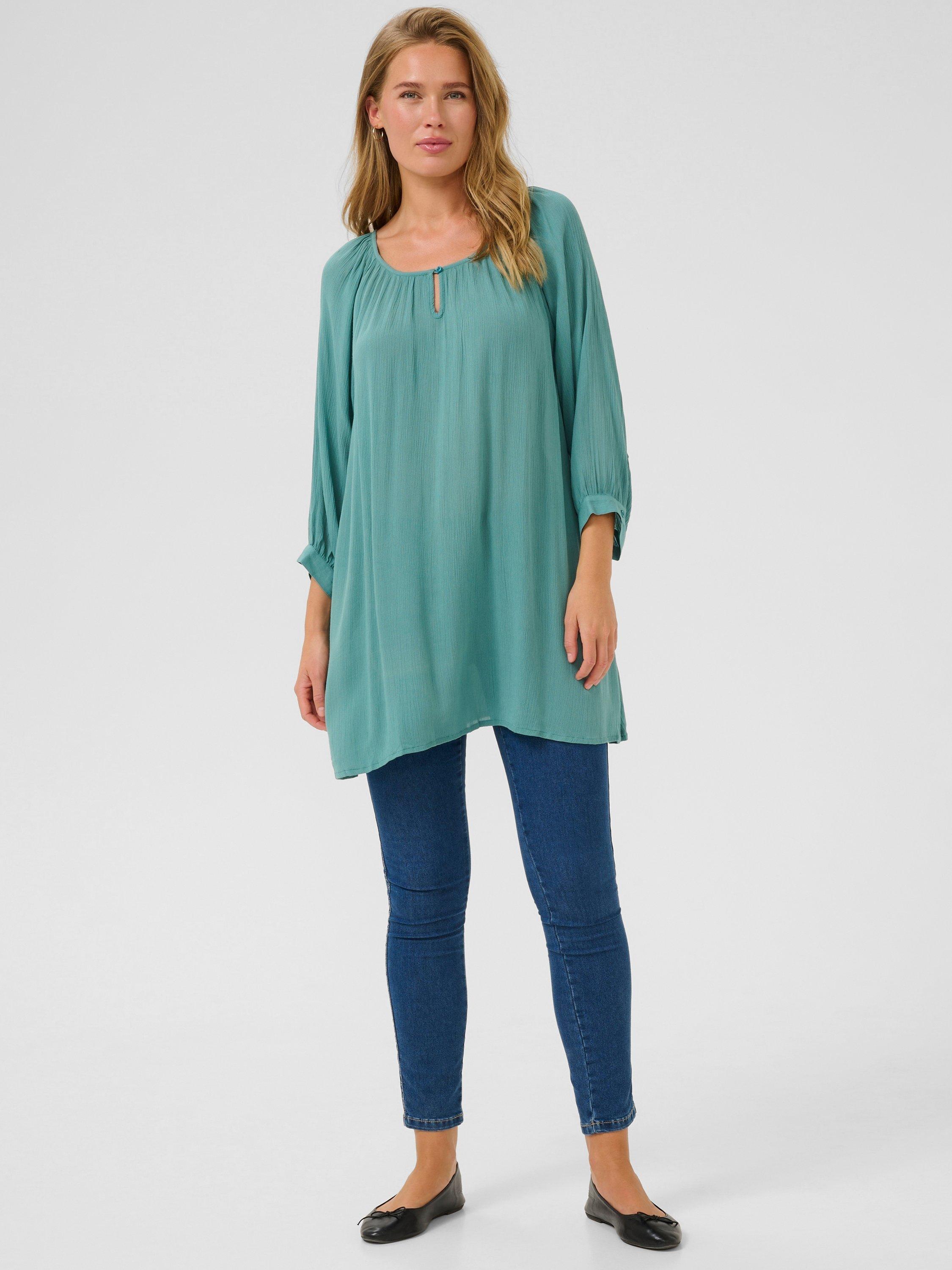 Product image 3 of 6, which shows KAFFE Amber Relaxed Gathered Tunic, Teal, 10