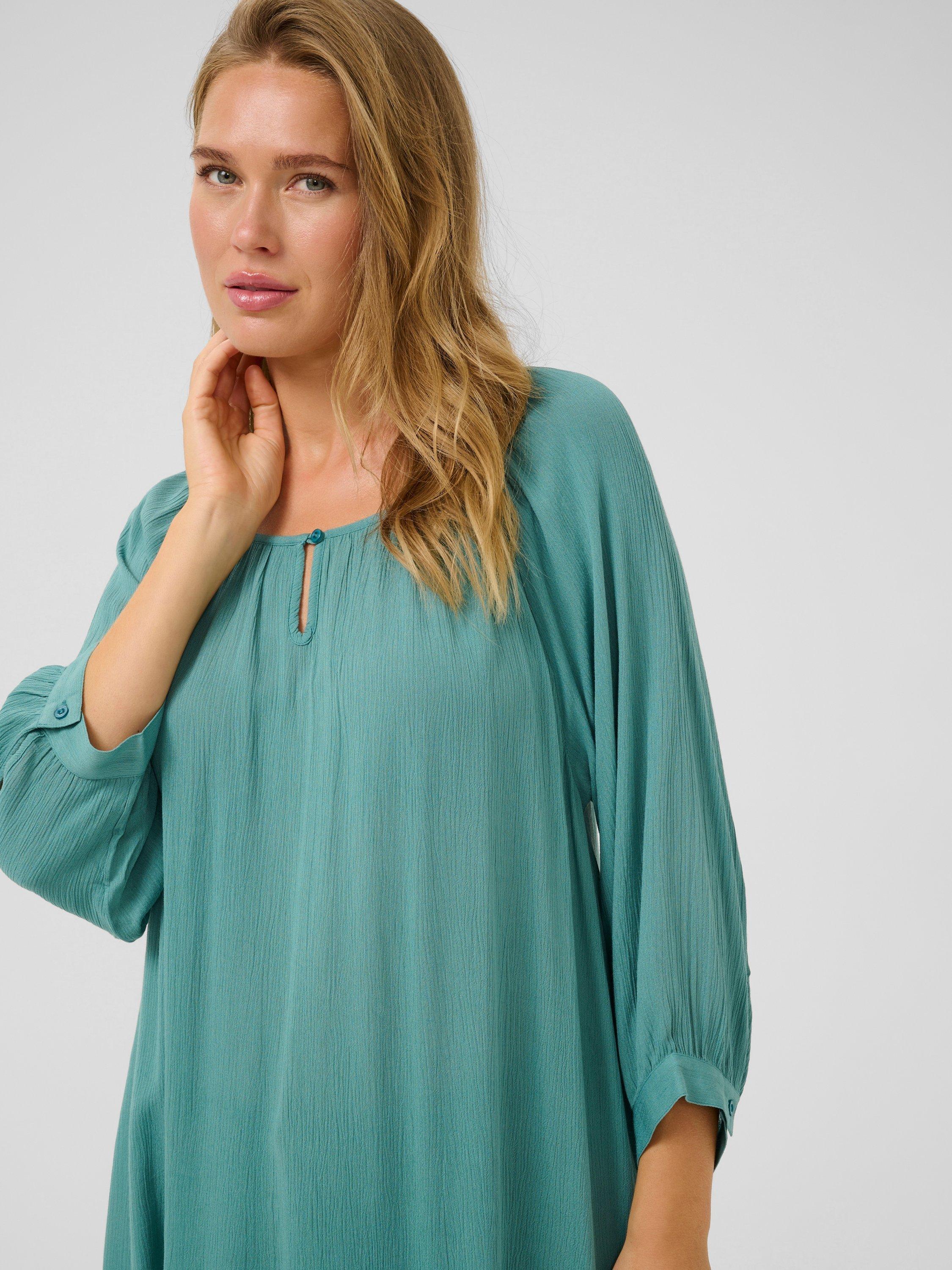 Product image 4 of 6, which shows KAFFE Amber Relaxed Gathered Tunic, Teal, 10