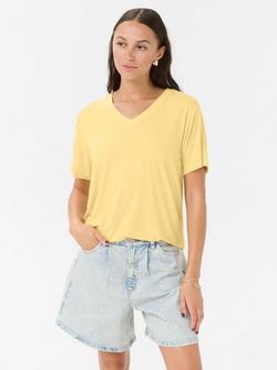 KAFFE Frida V-Neck T-Shirt, Mid Yellow, Mid Yellow