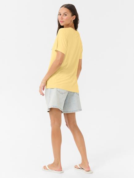 KAFFE Frida V-Neck T-Shirt, Mid Yellow - view 2, Mid Yellow
