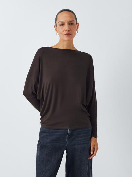 AND/OR Long Batwing Sleeve Jersey Top, Brown