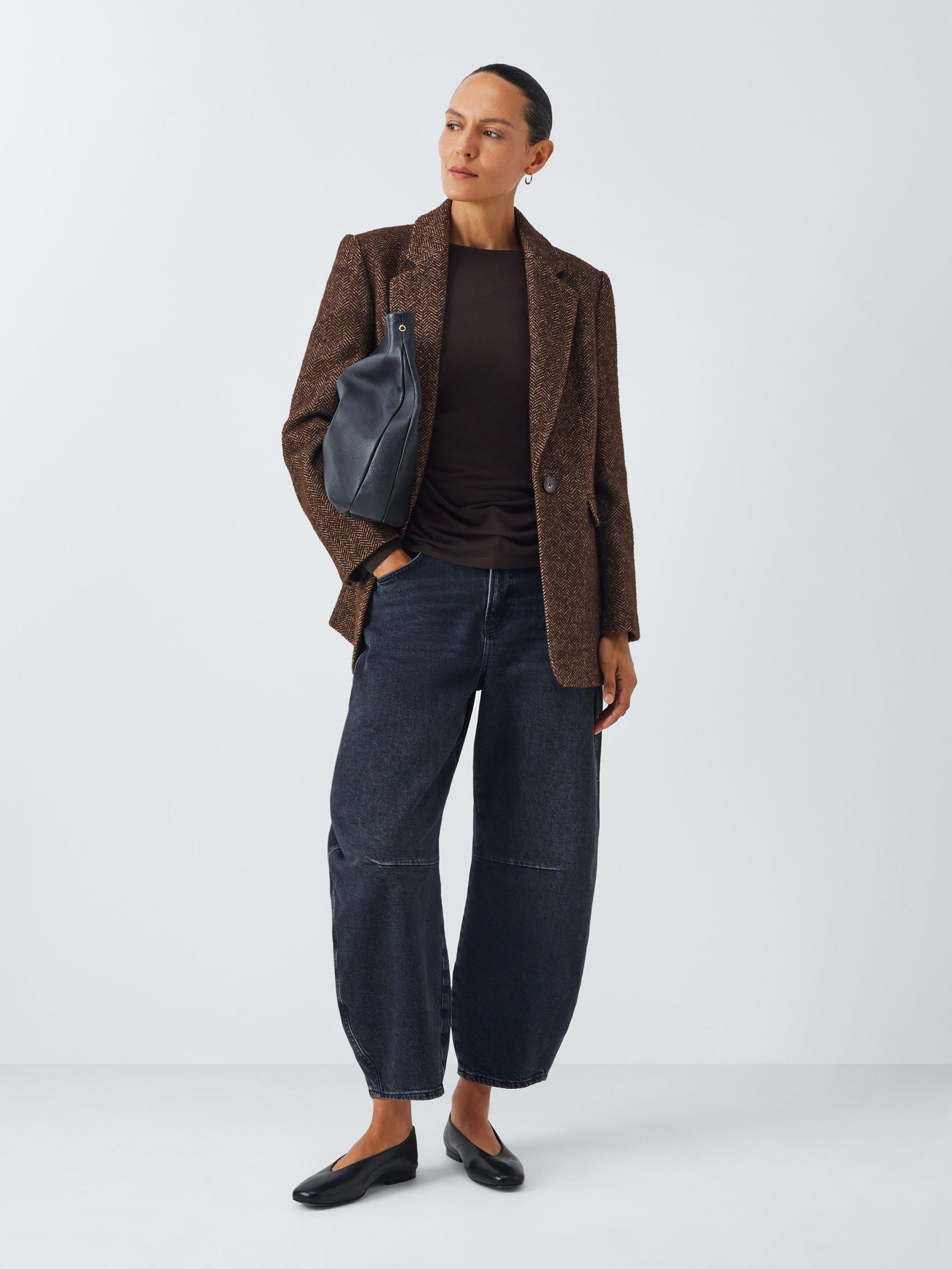 Product image 3 of 6, which shows AND/OR Long Batwing Sleeve Jersey Top, Brown, 6