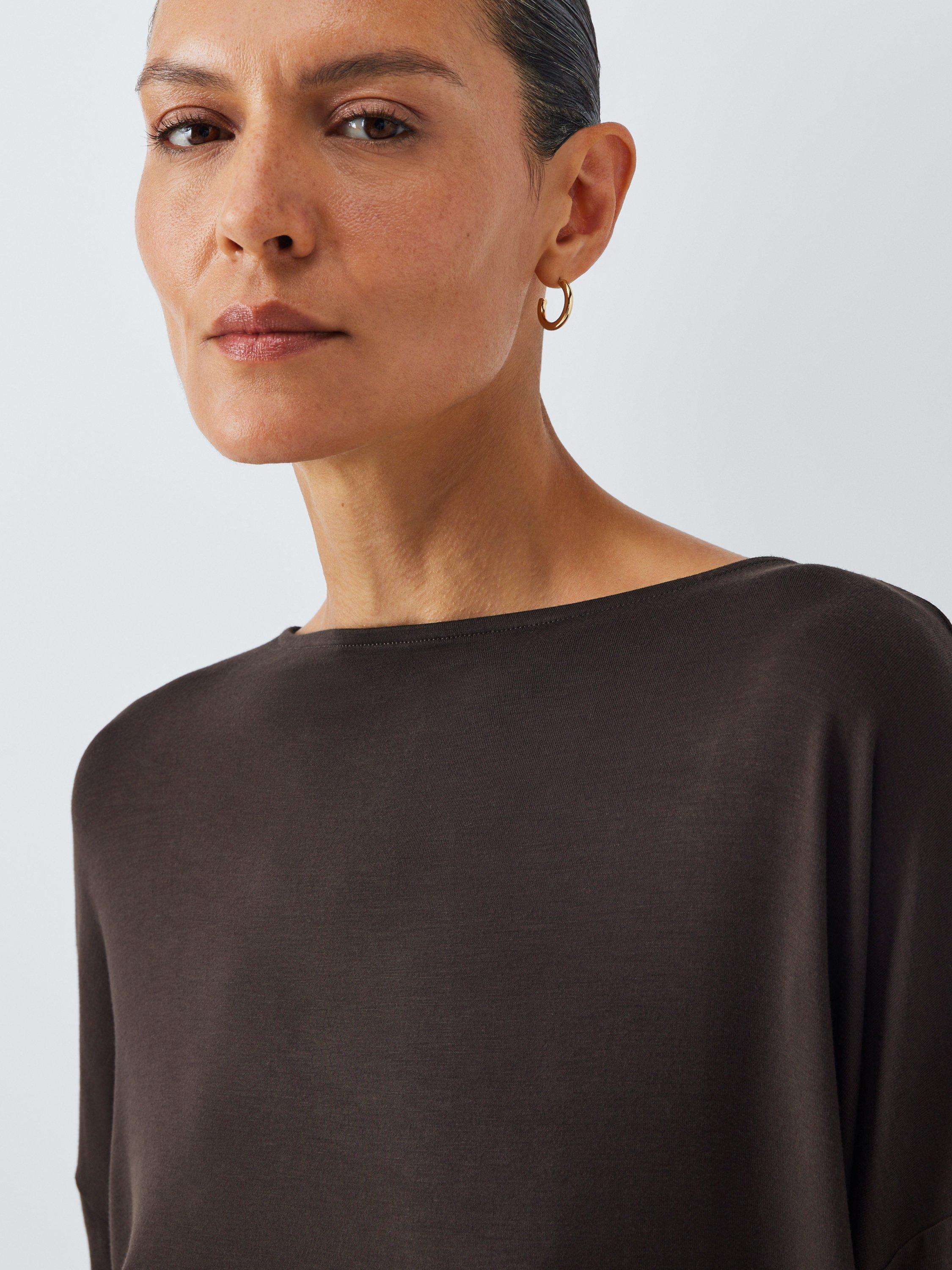 Product image 5 of 6, which shows AND/OR Long Batwing Sleeve Jersey Top, Brown, 6