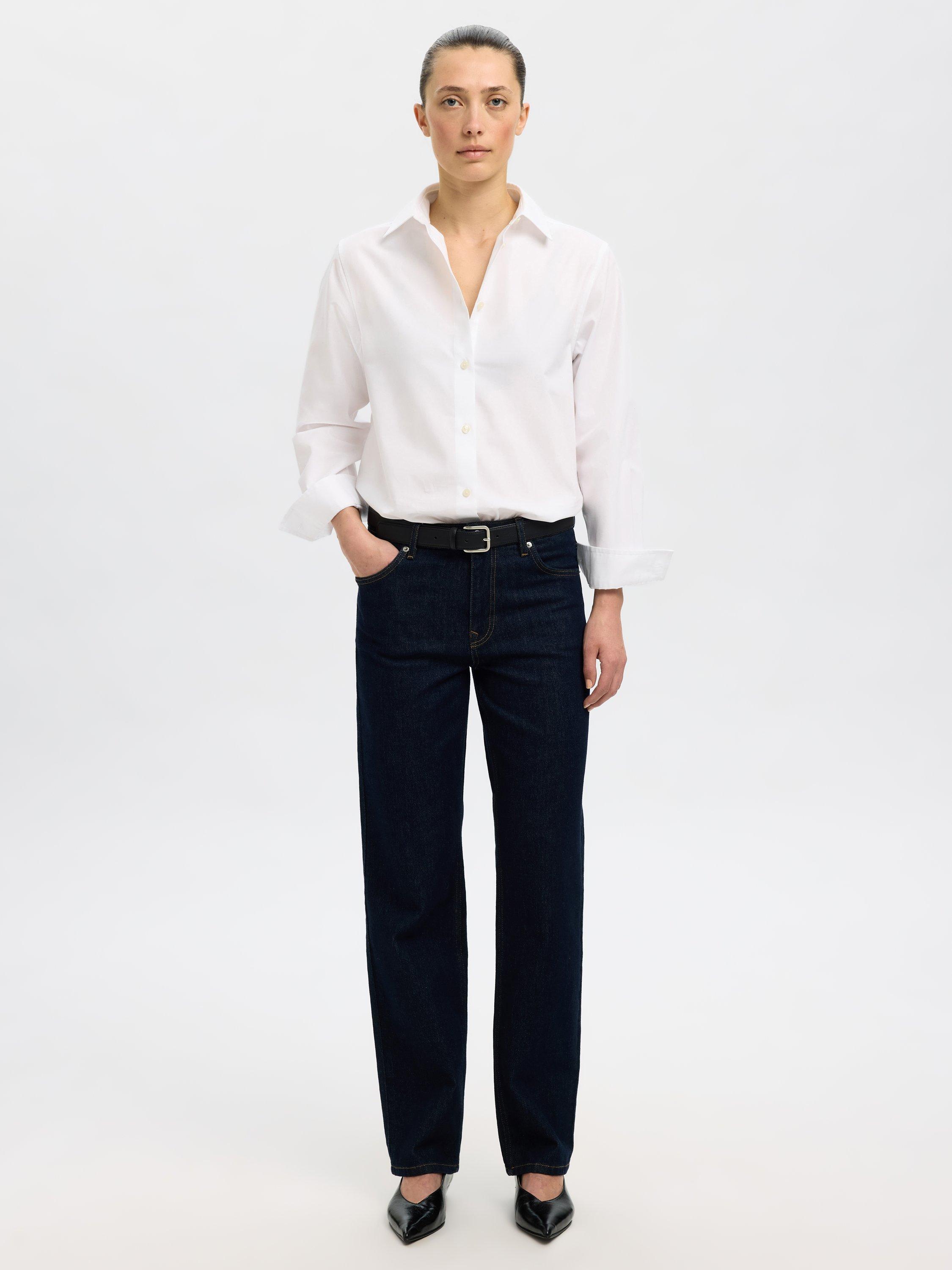 Product image 2 of 5, which shows Selected Cotton Long Sleeved Shirt, Bright White, 6