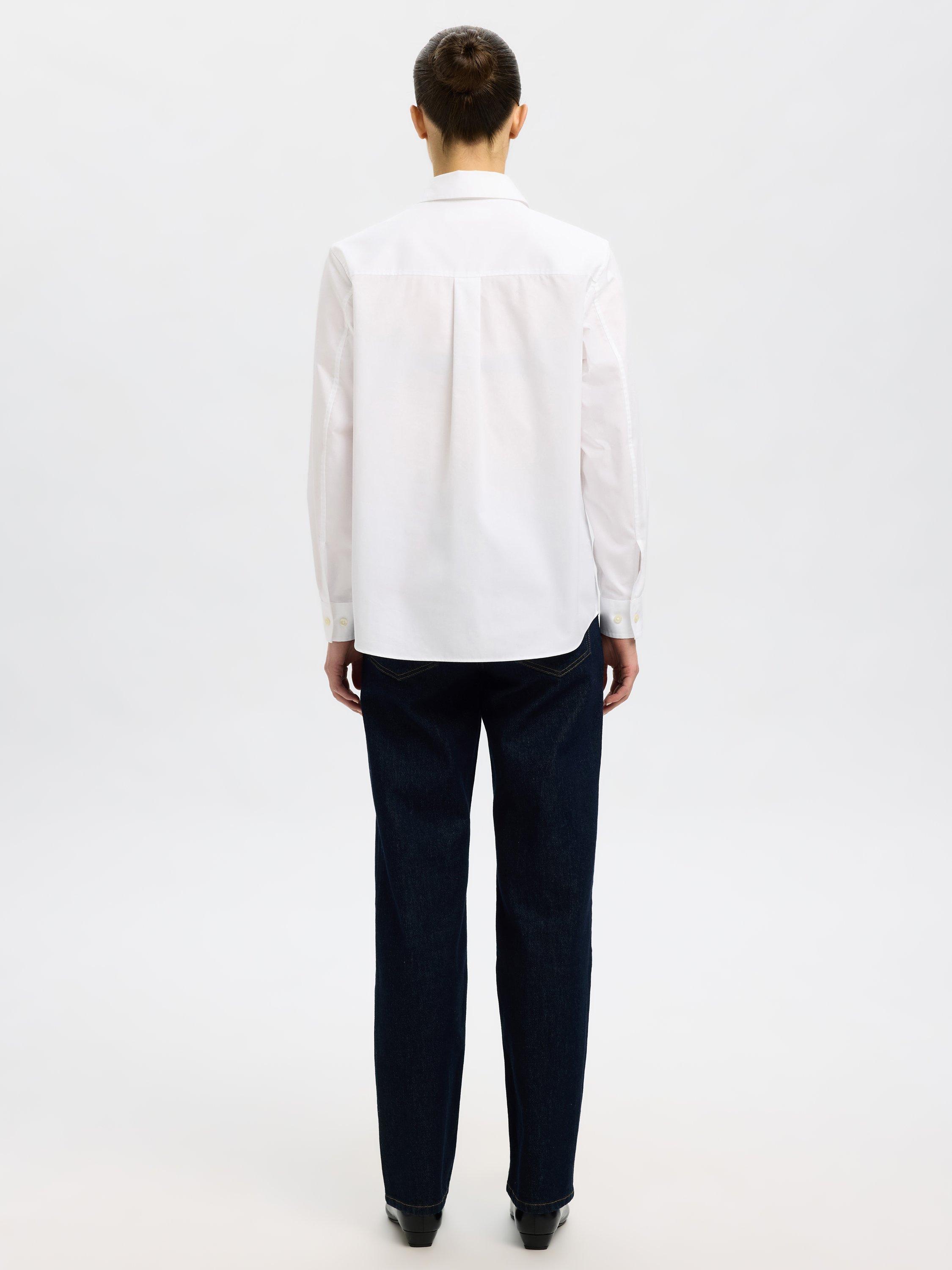 Product image 4 of 5, which shows Selected Cotton Long Sleeved Shirt, Bright White, 6
