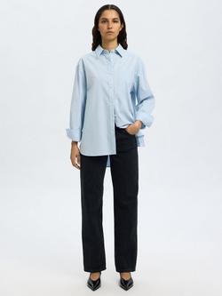 Selected Cotton Long Sleeved Shirt, Cashmere Blue, Cashmere Blue