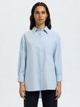 Selected Cotton Long Sleeved Shirt, Cashmere Blue