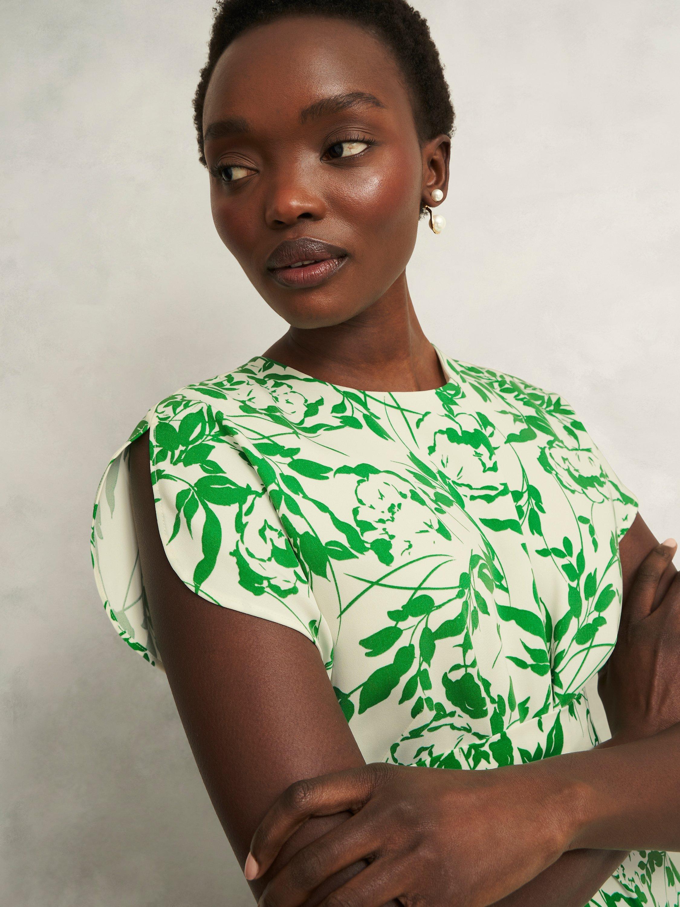 Product image 3 of 7, which shows Hobbs Cressida Floral Jumpsuit, Cream/Green, 12