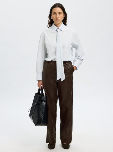 Selected Boda Leather Wide Leg Trousers - view 2, Delicioso