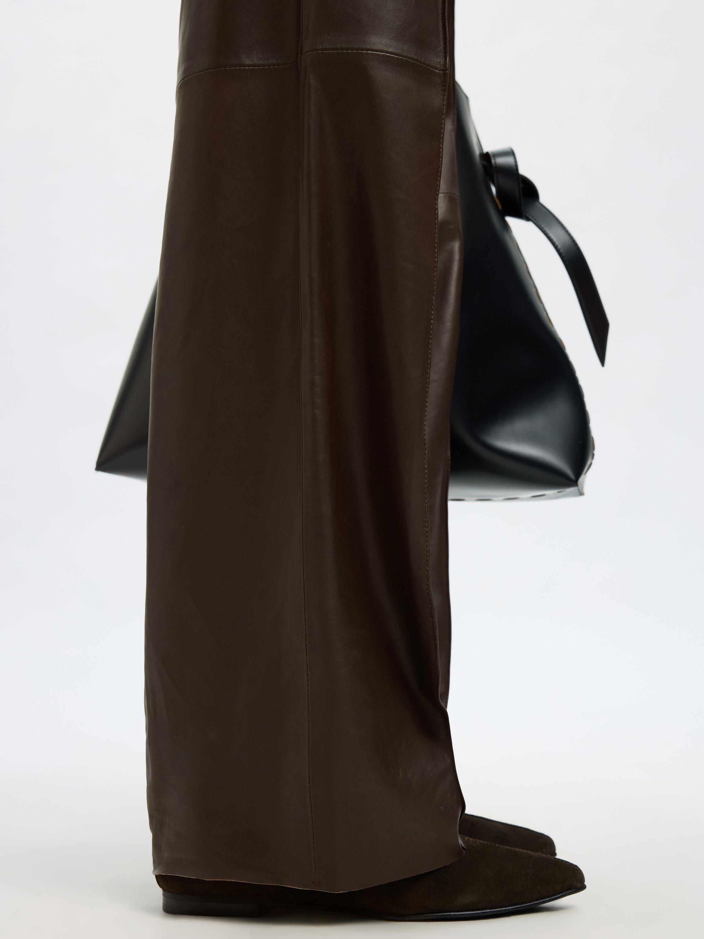 Product image 6 of 6, which shows Selected Boda Leather Wide Leg Trousers, Delicioso, 34