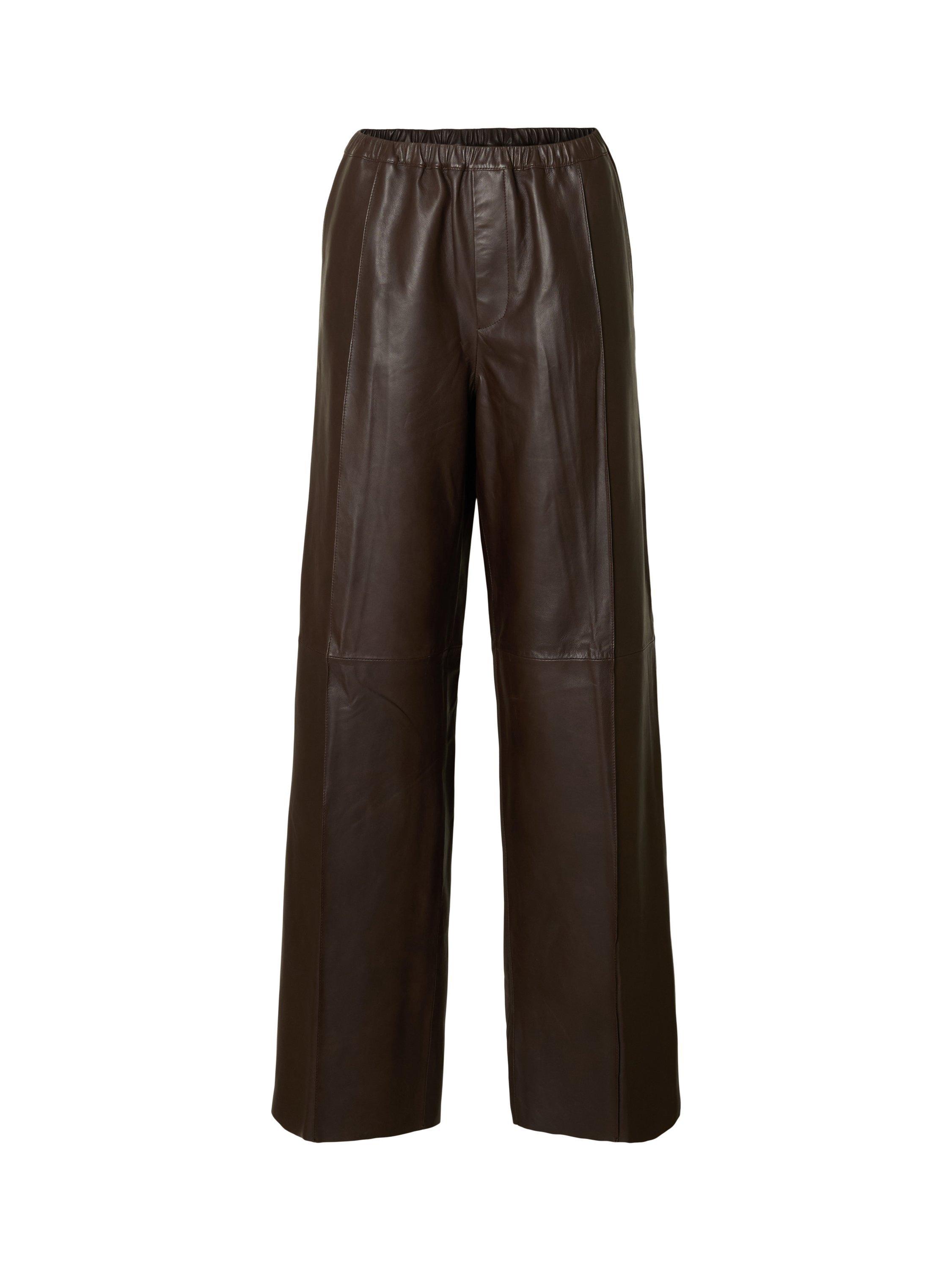 Product image 5 of 6, which shows Selected Boda Leather Wide Leg Trousers, Delicioso, 34